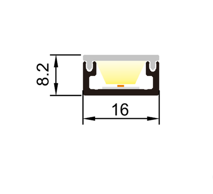 LED-профиль ALUMLED LP1608B1 с рассеивателем, 2 метра
