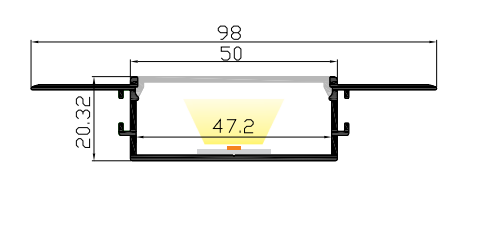 LED-профиль ALUMLED под шпаклевку LD9820 с рассеивателем, 2 метра