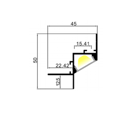LED-профиль ALUMLED LD45501 с рассеивателем, 2 метра