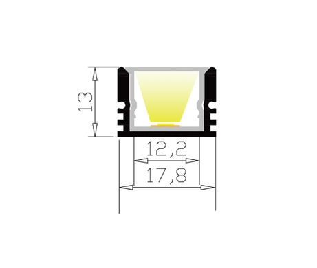 LED-профиль ALUMLED влагозащищенный IP65 (LW18121) с рассеивателем, 2 метра
