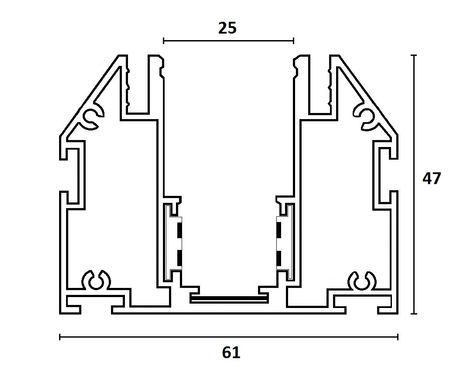 Магнитный трек для натяжного потолка ALUMLED (ALMG-SNP 2M BK), 2м